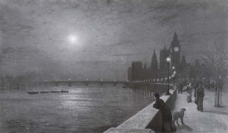Atkinson Grimshaw Reflections on the Thames Westminster China oil painting art